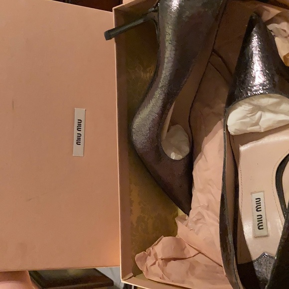 Mui Miu anthracite Nero crackle metal + ve 38 1/2 - Picture 2 of 2